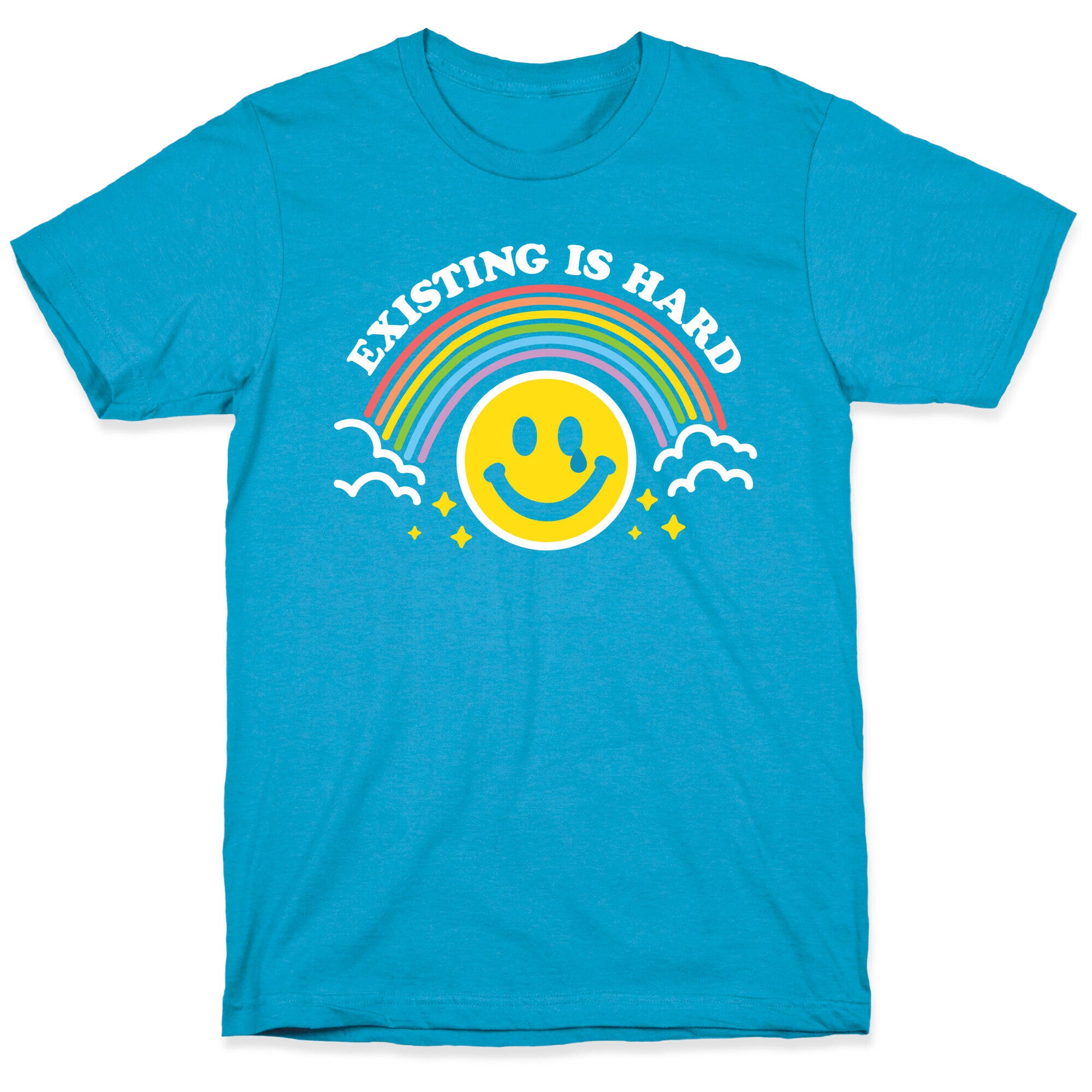 Existing Is Hard Rainbow Smile Unisex Triblend Tee